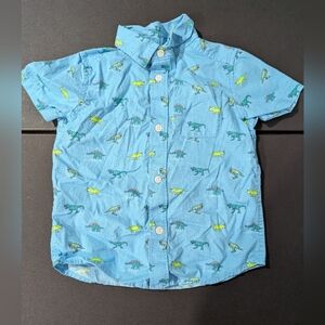 The Children's Place Blue with Dinosaur Print Button Down Shirt in Size 3T